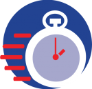 Graphic Icon of a stopwatch to represent saving time.