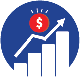 Graphic Icon of a chart and dollar sign to increase sales