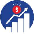 Graphic Icon of a chart and dollar sign to show increased sales